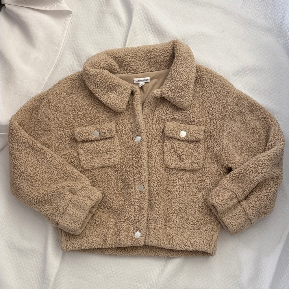 Calvin Klein Beige Sherpa Jacket. Teddy Jacket. Size L